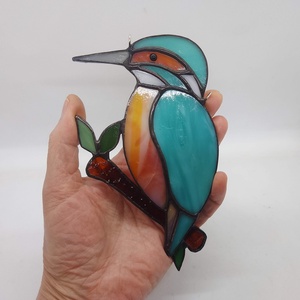 JÉGMADÁR faágon TIFFANY napfogó/ablakdísz a természet szerelmeseinek - otthon & életmód - dekoráció - ajtó- és ablak dekoráció - ablakdísz - Meska.hu