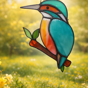 JÉGMADÁR faágon TIFFANY napfogó/ablakdísz a természet szerelmeseinek - Meska.hu