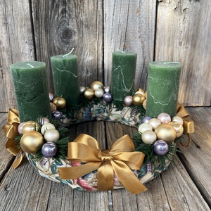 Adventi koszorú, Karácsony, Adventi díszek, Adventi koszorú, Virágkötés, MESKA
