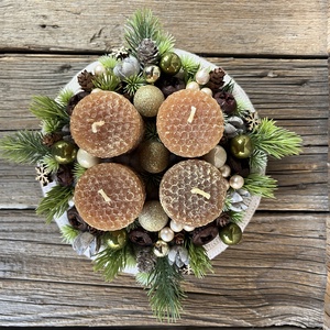 Natúr színű adventi koszorú - karácsony - adventi díszek - adventi koszorú - Meska.hu