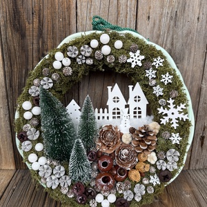 Téli ajtókopogtató - karácsony - adventi díszek - adventi koszorú - Meska.hu