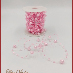 Gyöngy füzér damilon 3/7mm Rózsaszín színű 1 tekercs/ 20 méter  - gyöngy, ékszerkellék - műanyag gyöngy - Meska.hu