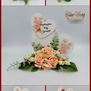 Szív alakú talpas dísz Anyák napjára  - otthon & lakás - dekoráció - virágdísz és tartó - csokor & virágdísz - Meska.hu