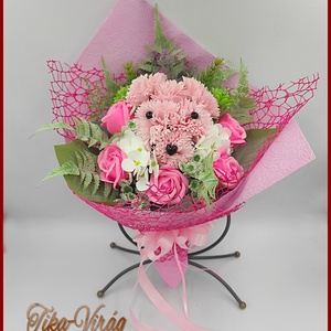 Kutyus illatos szappan-virág csokorba kötve rózsaszín színű - otthon & lakás - dekoráció - virágdísz és tartó - csokor & virágdísz - Meska.hu