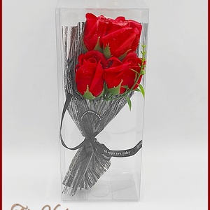 Nőnapra ajánlom! 5 virágos szappan-rózsa díszdobozban piros színű, Otthon & Lakás, Dekoráció, Virágdísz és tartó, Csokor & Virágdísz, Virágkötés, MESKA