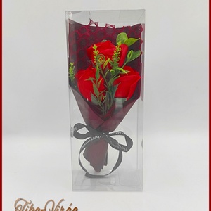 Nőnapra ajánlom! 3 virágos szappan-rózsa díszdobozban piros színű - Meska.hu