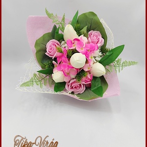 Tulipán-rózsa-hortenzia szappan-virágokból álló csokor - otthon & lakás - dekoráció - virágdísz és tartó - csokor & virágdísz - Meska.hu