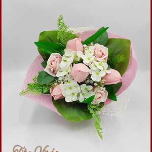 Tulipán-rózsa-hortenzia szappan-virágokból álló csokor - Meska.hu