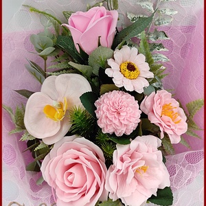Rózsaszín szappan-virág csokor - otthon & lakás - dekoráció - virágdísz és tartó - csokor & virágdísz - Meska.hu