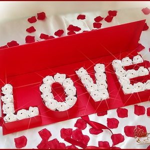 Love extra nagy piros-fehér szerelmes-box, Otthon & Lakás, Dekoráció, Virágdísz és tartó, Virágbox, virágdoboz, Virágkötés, MESKA