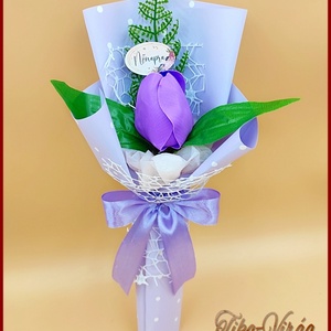 Szappanvirág Lila tulipán Nőnapi táblácskával díszcsomagolásban - otthon & lakás - dekoráció - virágdísz és tartó - csokor & virágdísz - Meska.hu