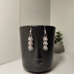 Tripla captured beads - gyöngy fülbevaló, Ékszer, Fülbevaló, Lógó fülbevaló, Ékszerkészítés, MESKA