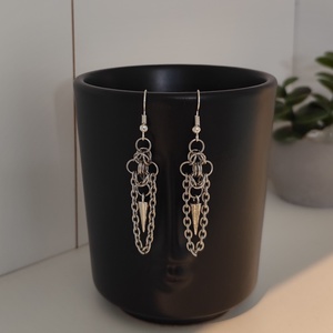 Láncos-szegecses fülbevaló, Ékszer, Fülbevaló, Lógó fülbevaló, Ékszerkészítés, MESKA