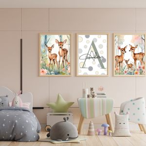 Erdei őzikés nagyméretű , hangtalan ,személyre szabott  falióra gyerekeknek - otthon & életmód - dekoráció - fali és függő dekoráció - falióra & óra - Meska.hu