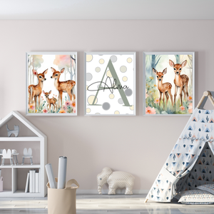 Erdei őzikés nagyméretű , hangtalan ,személyre szabott  falióra gyerekeknek - otthon & életmód - dekoráció - fali és függő dekoráció - falióra & óra - Meska.hu