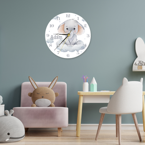 Elefánt mintás nagyméretű , hangtalan ,személyre szabott  falióra gyerekeknek - otthon & életmód - dekoráció - fali és függő dekoráció - falióra & óra - Meska.hu