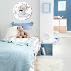 Elefánt mintás nagyméretű , hangtalan ,személyre szabott  falióra gyerekeknek - otthon & életmód - dekoráció - fali és függő dekoráció - falióra & óra - Meska.hu