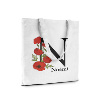 Névre szóló egyedi szatyor Pipacsvirág mintával és  névvel és monogrammal - táska & tok - bevásárlás & shopper táska - shopper, textiltáska, szatyor - Meska.hu
