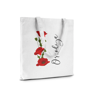 Névre szóló egyedi szatyor Pipaccsal ,  névvel és monogrammal - táska & tok - bevásárlás & shopper táska - shopper, textiltáska, szatyor - Meska.hu