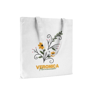 Névre szóló egyedi szatyor Sárga virágokkal ,  névvel és monogrammal - táska & tok - bevásárlás & shopper táska - shopper, textiltáska, szatyor - Meska.hu