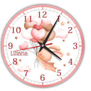 Falióra gyerekeknek , Nyuszikás falióra , Fa falióra,  Gyerekszoba Falióra , Személyre szabható falióra gyerekeknek - Meska.hu