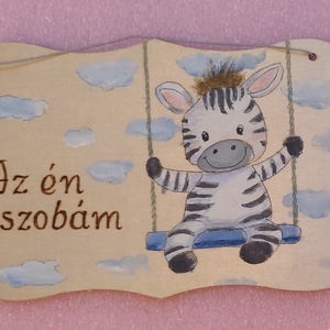 Gyerekszoba ajtó tábla , Otthon & Életmód, Dekoráció, Ajtó- és ablak dekoráció, Ajtótábla, Festett tárgyak, Gravírozás, pirográfia, MESKA