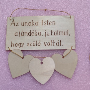 Unokás ajándék tábla , Otthon & Életmód, Dekoráció, Fali és függő dekoráció, Falra akasztható dekor, Gravírozás, pirográfia, MESKA