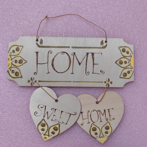 Sweet home tábla , Otthon & Életmód, Dekoráció, Fali és függő dekoráció, Falra akasztható dekor, Gravírozás, pirográfia, Festett tárgyak, MESKA