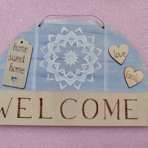 Welcome tábla , Otthon & Életmód, Dekoráció, Fali és függő dekoráció, Falra akasztható dekor, Gravírozás, pirográfia, Festett tárgyak, MESKA