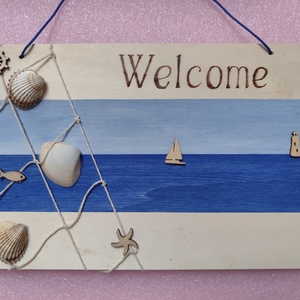 Welcome tábla , Otthon & Életmód, Dekoráció, Fali és függő dekoráció, Falra akasztható dekor, Gravírozás, pirográfia, Festett tárgyak, MESKA