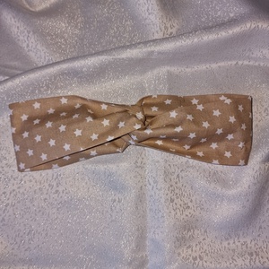 Csillagmintás, drapp csavart hajpánt  - ruha & divat - hajdísz & hajcsat - hajráf & hajpánt - Meska.hu