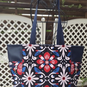 Elegáns kék, mintás válltáska , Táska & Tok, Kézitáska & válltáska, Válltáska, Varrás, MESKA