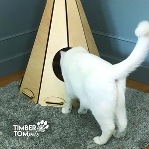 WIGWAM - macska pihenő /ház kör alakú bejárattal, barna színben - otthon & életmód - kisállatoknak - cicáknak & macskáknak - Meska.hu