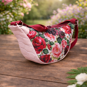 Zizi rózsa mintás vállon átvethető táska  - táska & tok - kézitáska & válltáska - vállon átvethető táska - Meska.hu
