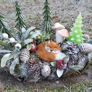 Alvó róka téli erdő mélyén - karácsony - adventi díszek - adventi asztaldísz - Meska.hu