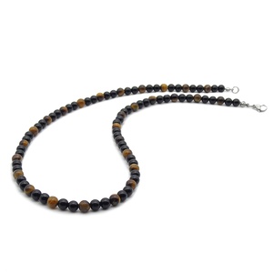 Tigrisszem és ónix férfi ásványgyöngy nyaklánc - Meska.hu