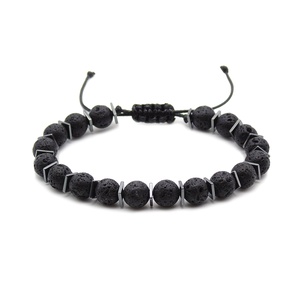 Egyedi férfi lávakő és hematit karkötő - állítható férfi karkötő - Meska.hu