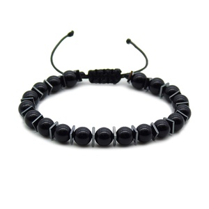 Egyedi férfi ónix és hematit karkötő - állítható férfi karkötő - Meska.hu