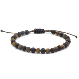 Vékony tigrisszem és lávakő férfi karkötő - Meska.hu