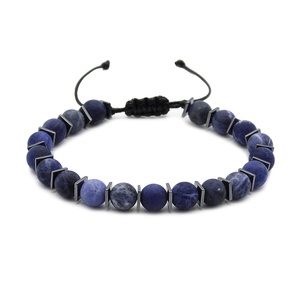 Egyedi férfi matt szodalit karkötő - állítható férfi karkötő, Ékszer, Karkötő, Gyöngyös karkötő, Gyöngyfűzés, gyöngyhímzés, Fonás (csuhé, gyékény, stb.), MESKA