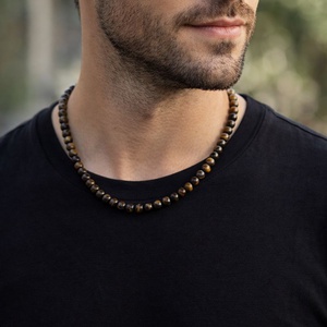 Tigrisszem férfi nyaklánc - vékony férfi gyöngy nyaklánc - ékszer - nyaklánc - gyöngyös nyaklánc - Meska.hu