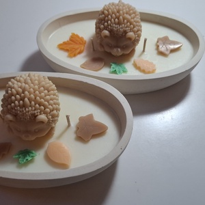 Kerámia tálas sünis gyertya  - Meska.hu