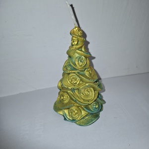 Karácsonyfa, virág mintás gyertya  - Meska.hu