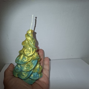 Karácsonyfa, virág mintás gyertya  - karácsony - adventi díszek - adventi gyertyadíszek és koszorúdíszek - Meska.hu