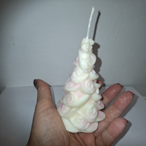 Fenyőfa gyertya, virágos  - karácsony - adventi díszek - adventi gyertyadíszek és koszorúdíszek - Meska.hu