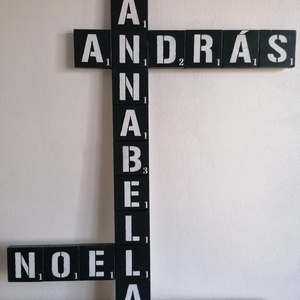Scrabble dekoráció - fekete - fehér, Otthon & Életmód, Dekoráció, Fali és függő dekoráció, Felirat, Famegmunkálás, Festett tárgyak, MESKA