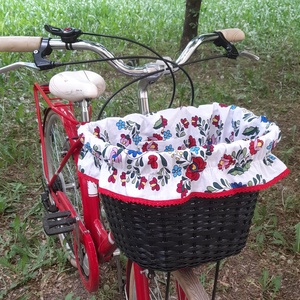 Virágos bicikli kosár huzat - játék & sport - sport és kikapcsolódás - kerékpározás - bicikli kosár huzat - Meska.hu