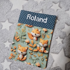 Rókás egészségügyi kis könyv bor�tó  - baba - mama - babaemlékek - egészségügyi kiskönyv borító - Meska.hu