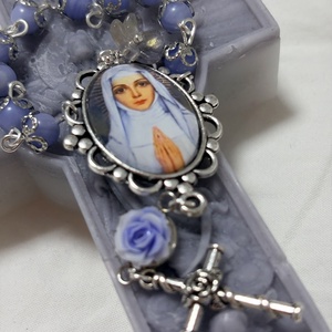 Árpád-házi Szent Margit egytizedes, kék achát ásvánnyal  - otthon & életmód - vallás - lánc & füzér - Meska.hu