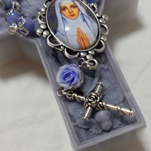 Árpád-házi Szent Margit egytizedes, kék achát ásvánnyal  - otthon & életmód - vallás - lánc & füzér - Meska.hu